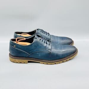 Base London Shoes Mens 11 Blue Leather Bunker Casual Sneakers Comfort Walking